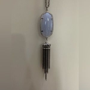 Kendra Scott Light blue silver tassel necklace